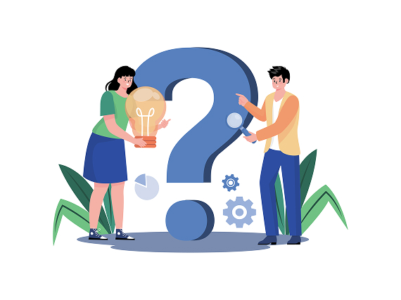 Illustration of two coworkers discussing an idea